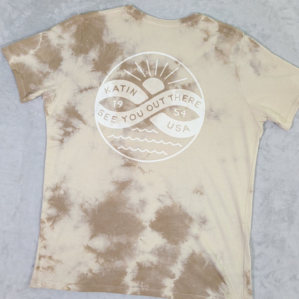 Katin Tie Dye Organic Cotton T-shirt Mens L See You Out There Made In USA Tan